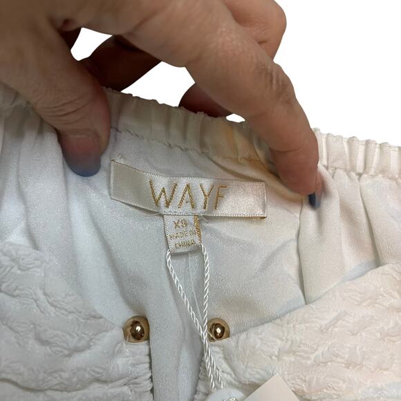WAYF Ivory Off Shoulder Smocked Blouse XS NWT | Lined Keyhole Peasant Top - Picture 5 of 8
